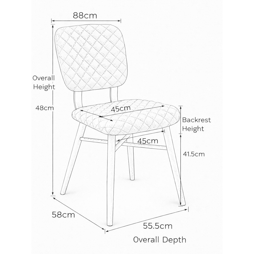 Faux Leather Dining Chair With Powder Black Legs - Huntley