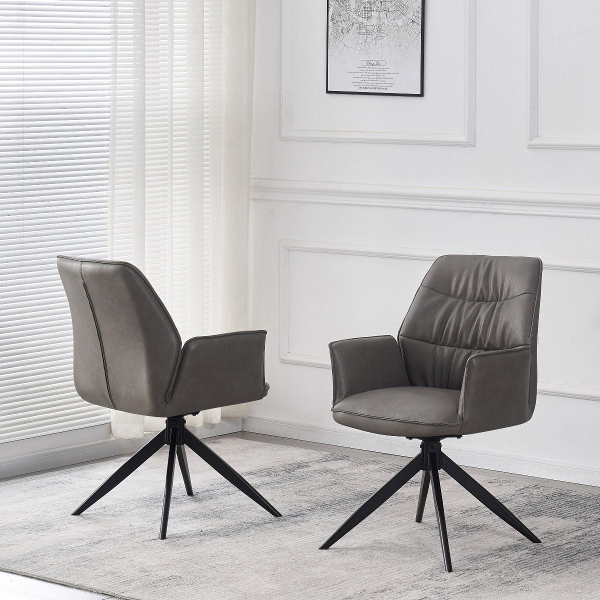 Faux Leather Dining Chair With Swivel Function - Berlish