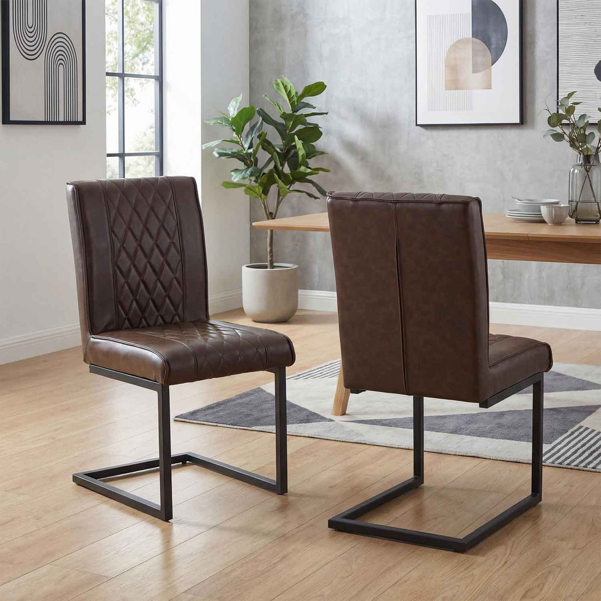 Faux Leather Dining Chairs 44.5cm Wide in Set Of 2 - Warwick