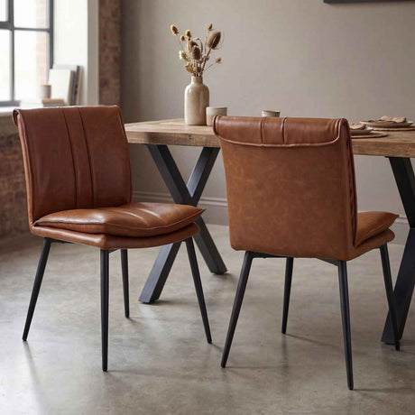 Faux Leather Dining Chairs 48cm Wide in Set Of 2 - Lansdowne