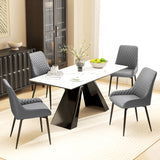 Faux Leather Dining Chairs 49cm Wide in Set Of 2 With Metal Legs - Velmora