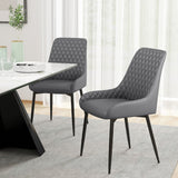 Faux Leather Dining Chairs 49cm Wide in Set Of 2 With Metal Legs - Velmora