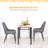 Faux Leather Dining Chairs 49cm Wide in Set Of 2 With Metal Legs - Velmora