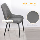 Faux Leather Dining Chairs 49cm Wide in Set Of 2 With Metal Legs - Velmora