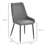 Faux Leather Dining Chairs 49cm Wide in Set Of 2 With Metal Legs - Velmora