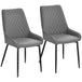 Faux Leather Dining Chairs 49cm Wide in Set Of 2 With Metal Legs - Velmora