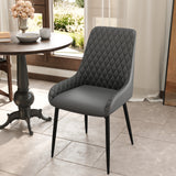 Faux Leather Dining Chairs 49cm Wide in Set Of 4 With Metal Legs - Velmora