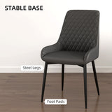 Faux Leather Dining Chairs 49cm Wide in Set Of 4 With Metal Legs - Velmora