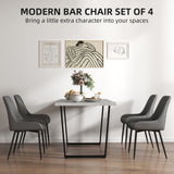 Faux Leather Dining Chairs 49cm Wide in Set Of 4 With Metal Legs - Velmora