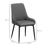 Faux Leather Dining Chairs 49cm Wide in Set Of 4 With Metal Legs - Velmora