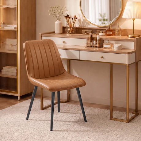 Faux Leather Dining Chairs 51cm Wide in Set Of 2 - Velmora