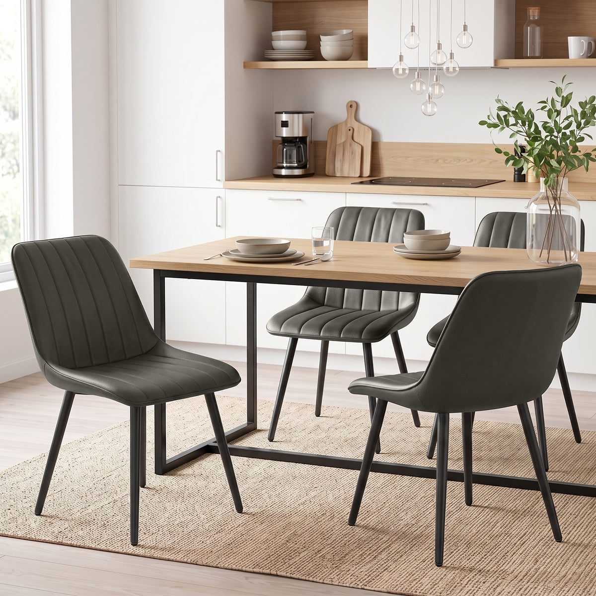 Faux Leather Dining Chairs 51cm Wide in Set Of 2 - Velmora