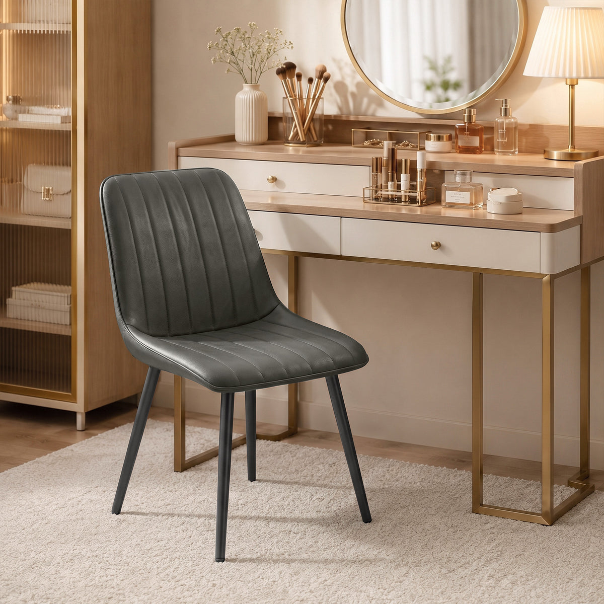 Faux Leather Dining Chairs 51cm Wide in Set Of 2 - Velmora