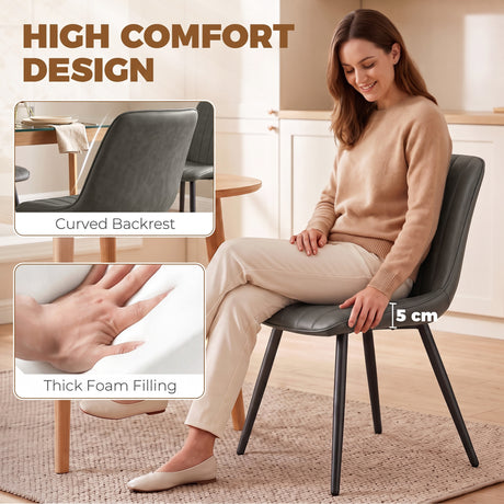 Faux Leather Dining Chairs 51cm Wide in Set Of 2 - Velmora