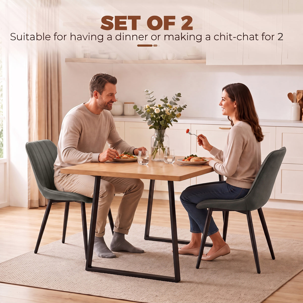 Faux Leather Dining Chairs 51cm Wide in Set Of 2 - Velmora