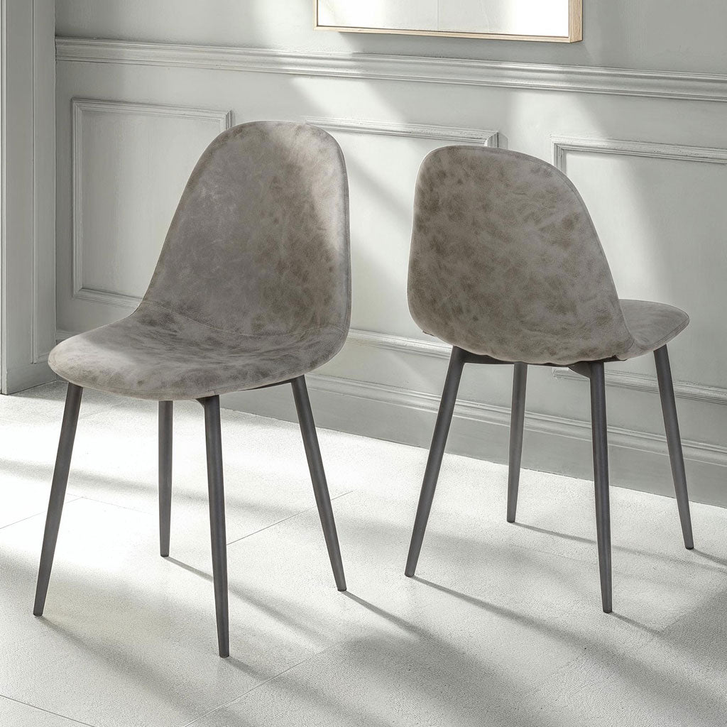 Faux Leather Dining Chairs in Set Of 2 - Athens