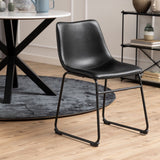 Faux Leather Dining Chairs in Set Of 2 With Cream Stitching - Oregon