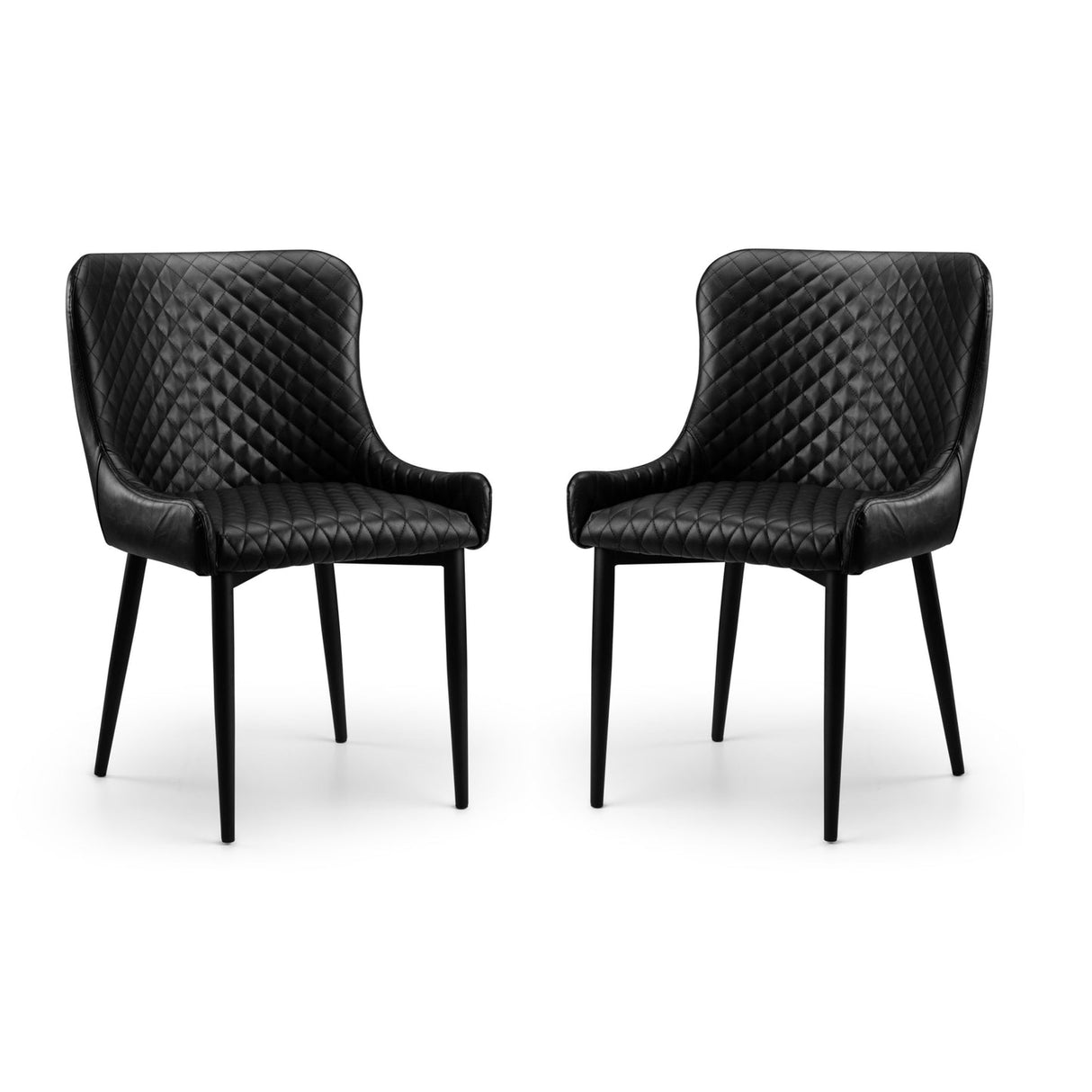 Faux Leather Dining Chairs in Set Of 2 - Luxe