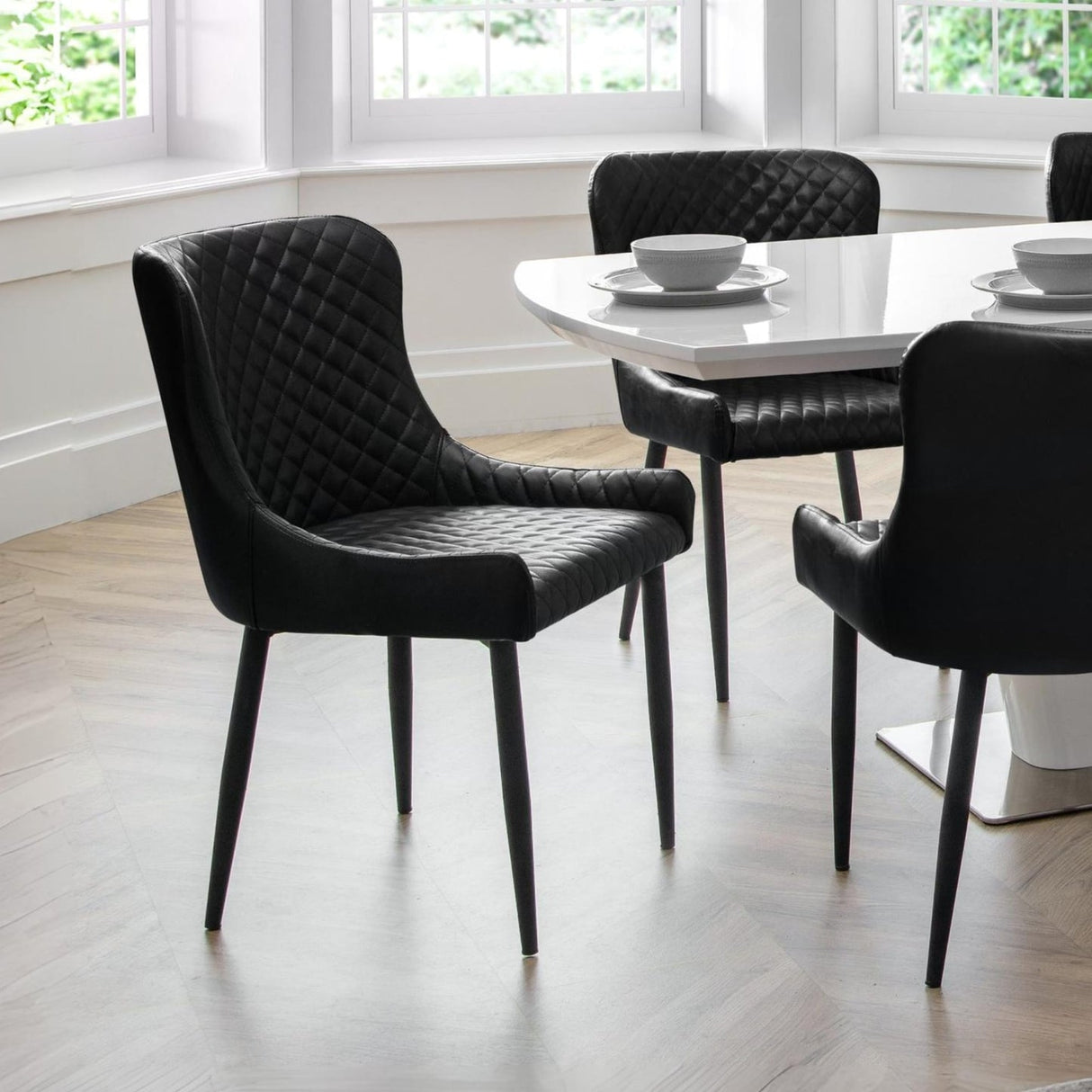 Faux Leather Dining Chairs in Set Of 2 - Luxe