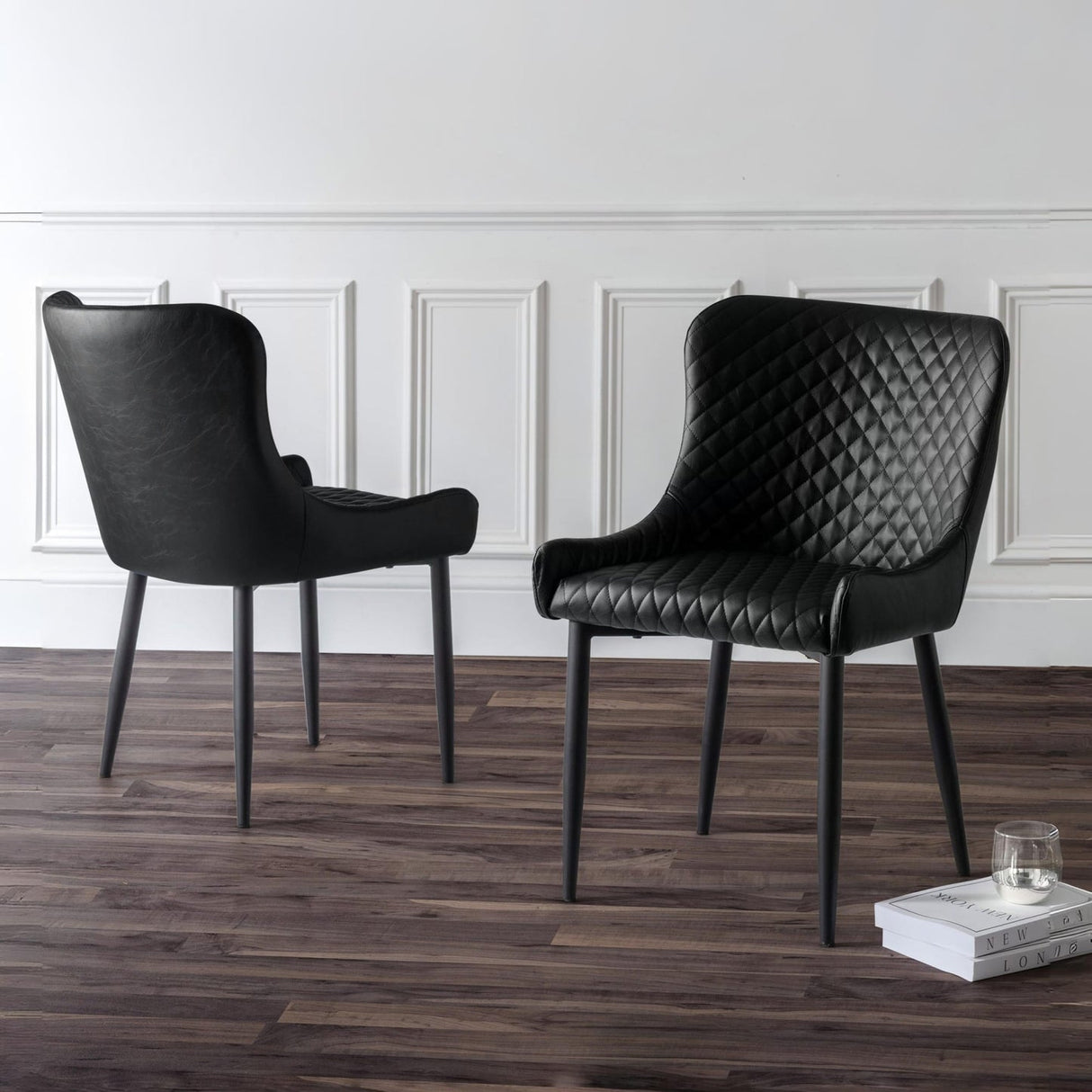 Faux Leather Dining Chairs in Set Of 2 - Luxe