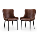 Faux Leather Dining Chairs in Set Of 2 - Luxe