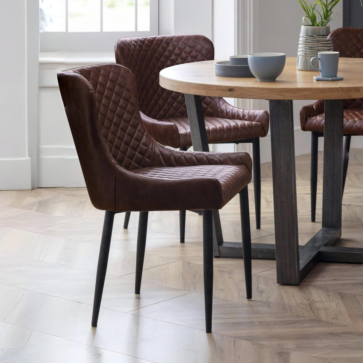 Faux Leather Dining Chairs in Set Of 2 - Luxe