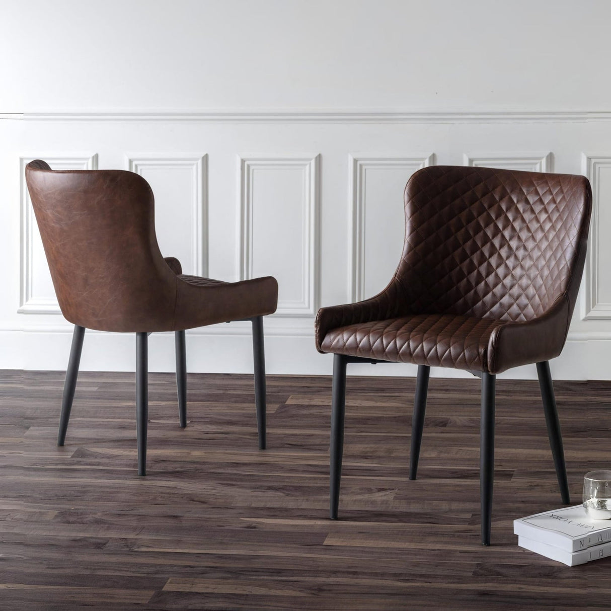 Faux Leather Dining Chairs in Set Of 2 - Luxe