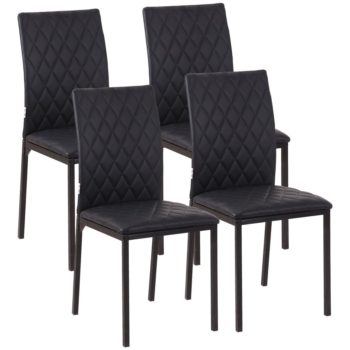 Faux Leather Dining Chairs in Set Of 4 With Metal Legs - Velmora