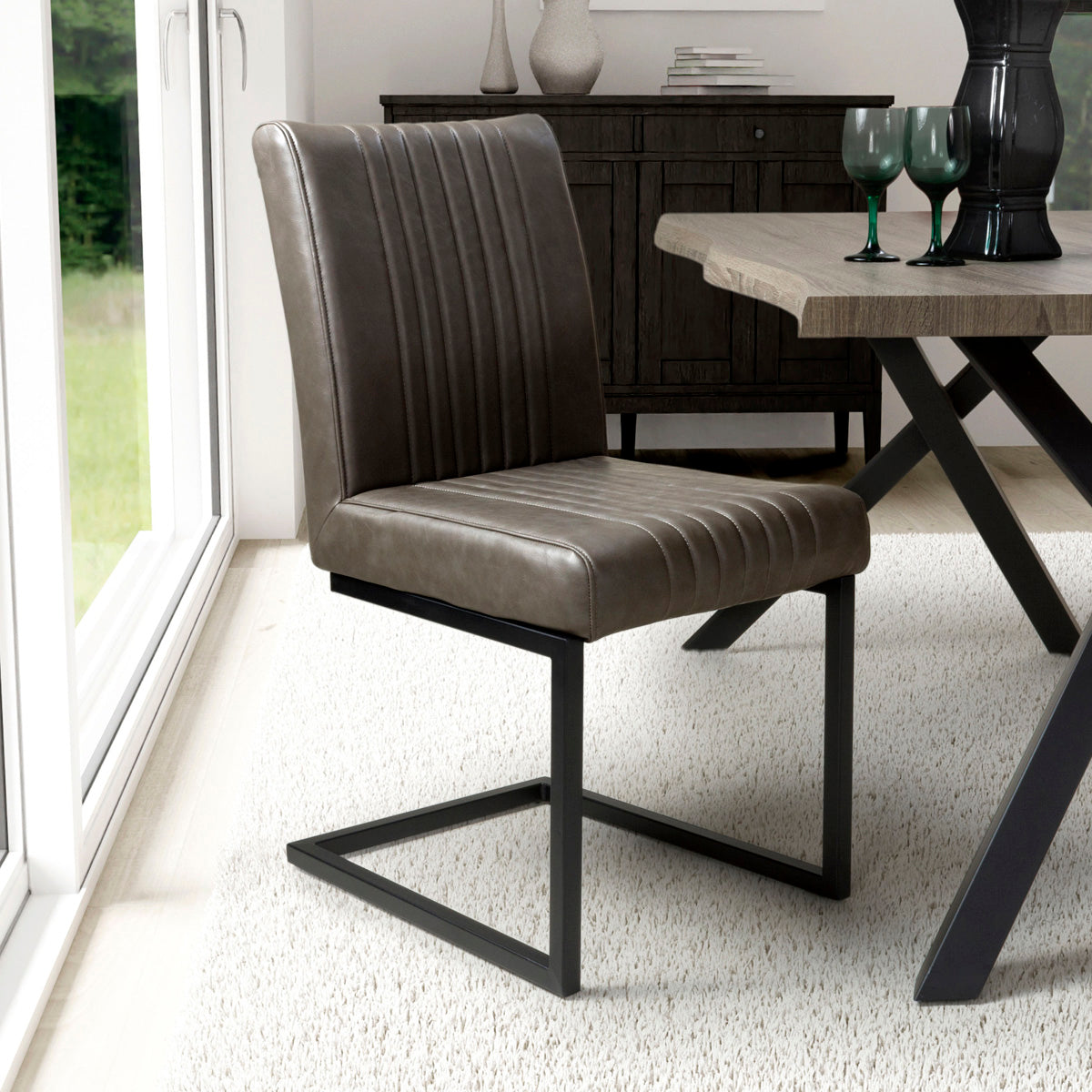 Faux Leather Dining Chairs in Set Of 2 Cantilever - Archer