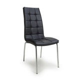 Faux Leather Dining Chairs in Set Of 2 With Chrome Metal Legs - Jenner
