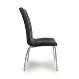 Faux Leather Dining Chairs in Set Of 2 With Chrome Metal Legs - Jenner