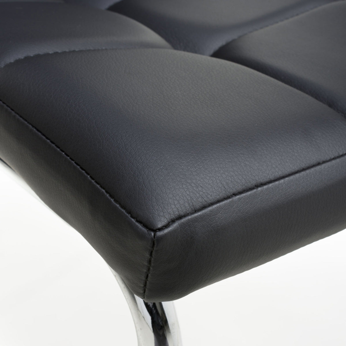 Faux Leather Dining Chairs in Set Of 2 With Chrome Metal Legs - Jenner