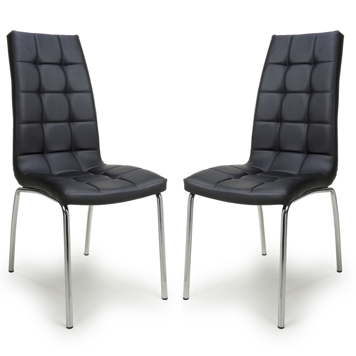 Faux Leather Dining Chairs in Set Of 2 With Chrome Metal Legs - Jenner
