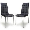Faux Leather Dining Chairs in Set Of 2 With Chrome Metal Legs - Jenner