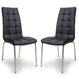 Faux Leather Dining Chairs in Set Of 2 With Chrome Metal Legs - Jenner