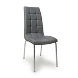 Faux Leather Dining Chairs in Set Of 2 With Chrome Metal Legs - Jenner