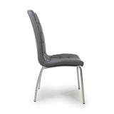 Faux Leather Dining Chairs in Set Of 2 With Chrome Metal Legs - Jenner