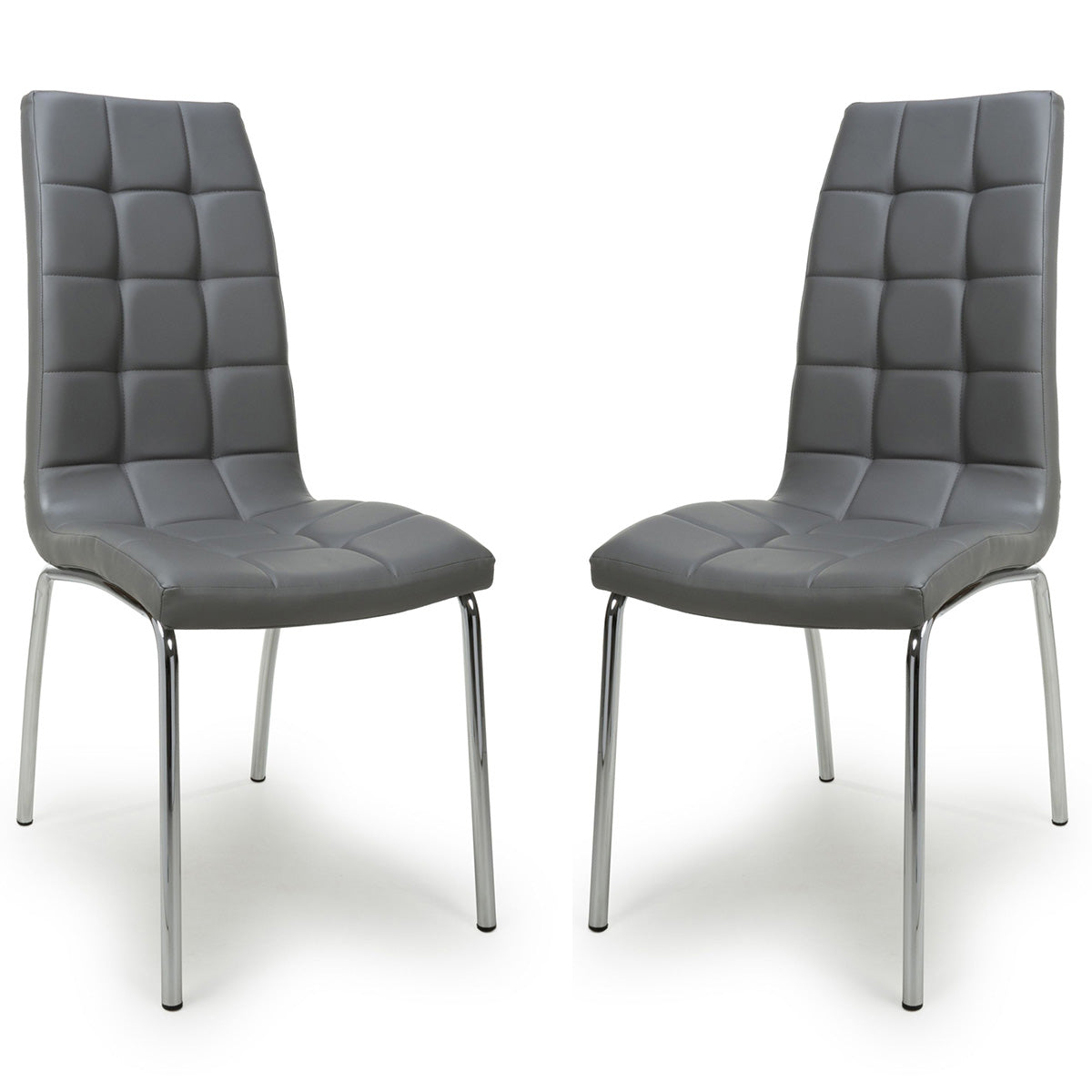 Faux Leather Dining Chairs in Set Of 2 With Chrome Metal Legs - Jenner