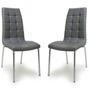 Faux Leather Dining Chairs in Set Of 2 With Chrome Metal Legs - Jenner