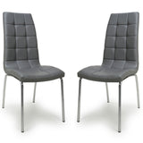 Faux Leather Dining Chairs in Set Of 2 With Chrome Metal Legs - Jenner