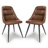 Faux Leather Dining Chairs in Set Of 2 - Corinth