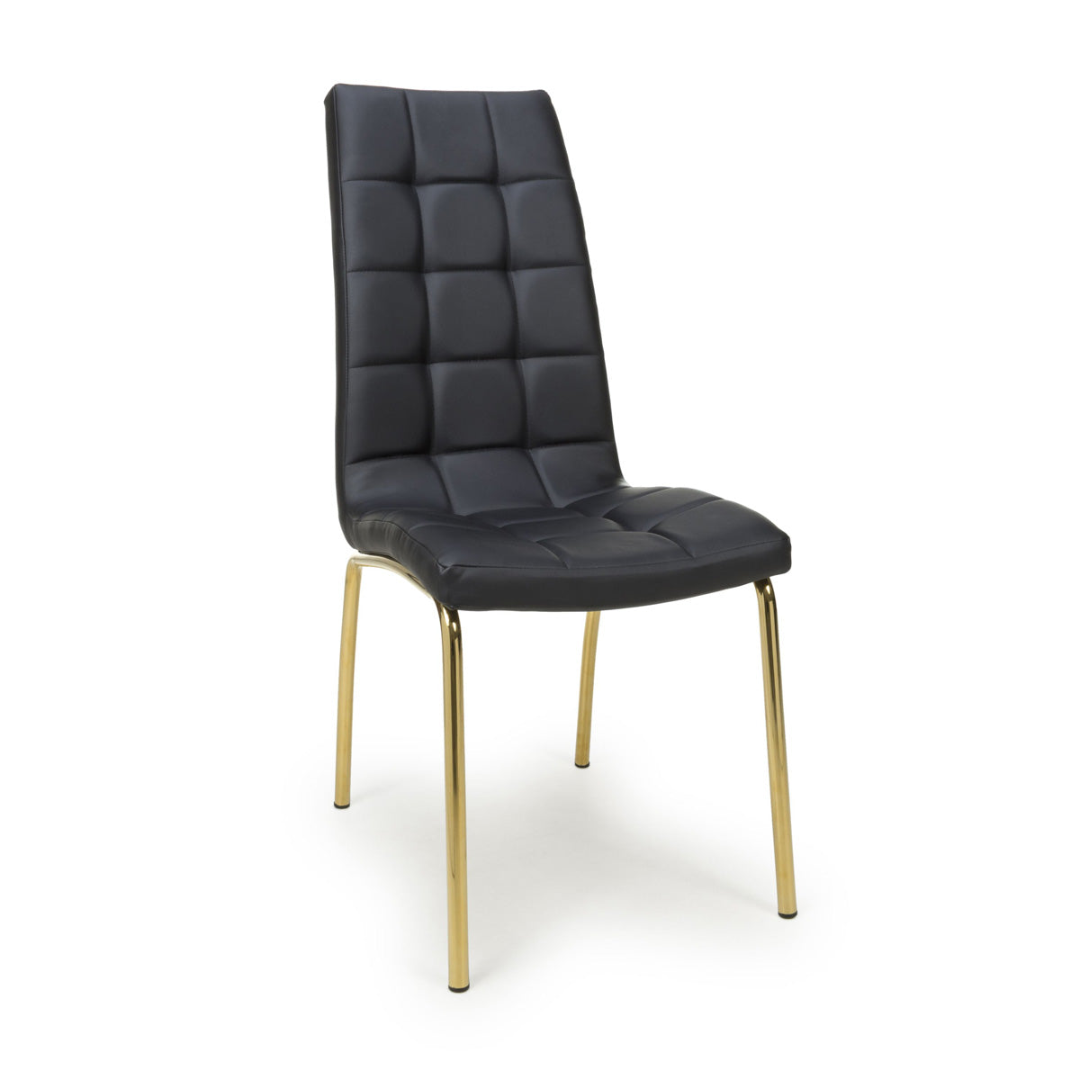 Faux Leather Dining Chairs in Set Of 2 With Gold Metal Legs - Jenner