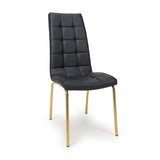 Faux Leather Dining Chairs in Set Of 2 With Gold Metal Legs - Jenner