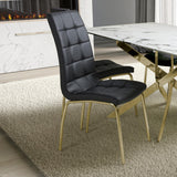 Faux Leather Dining Chairs in Set Of 2 With Gold Metal Legs - Jenner