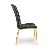 Faux Leather Dining Chairs in Set Of 2 With Gold Metal Legs - Jenner