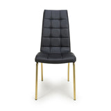 Faux Leather Dining Chairs in Set Of 2 With Gold Metal Legs - Jenner