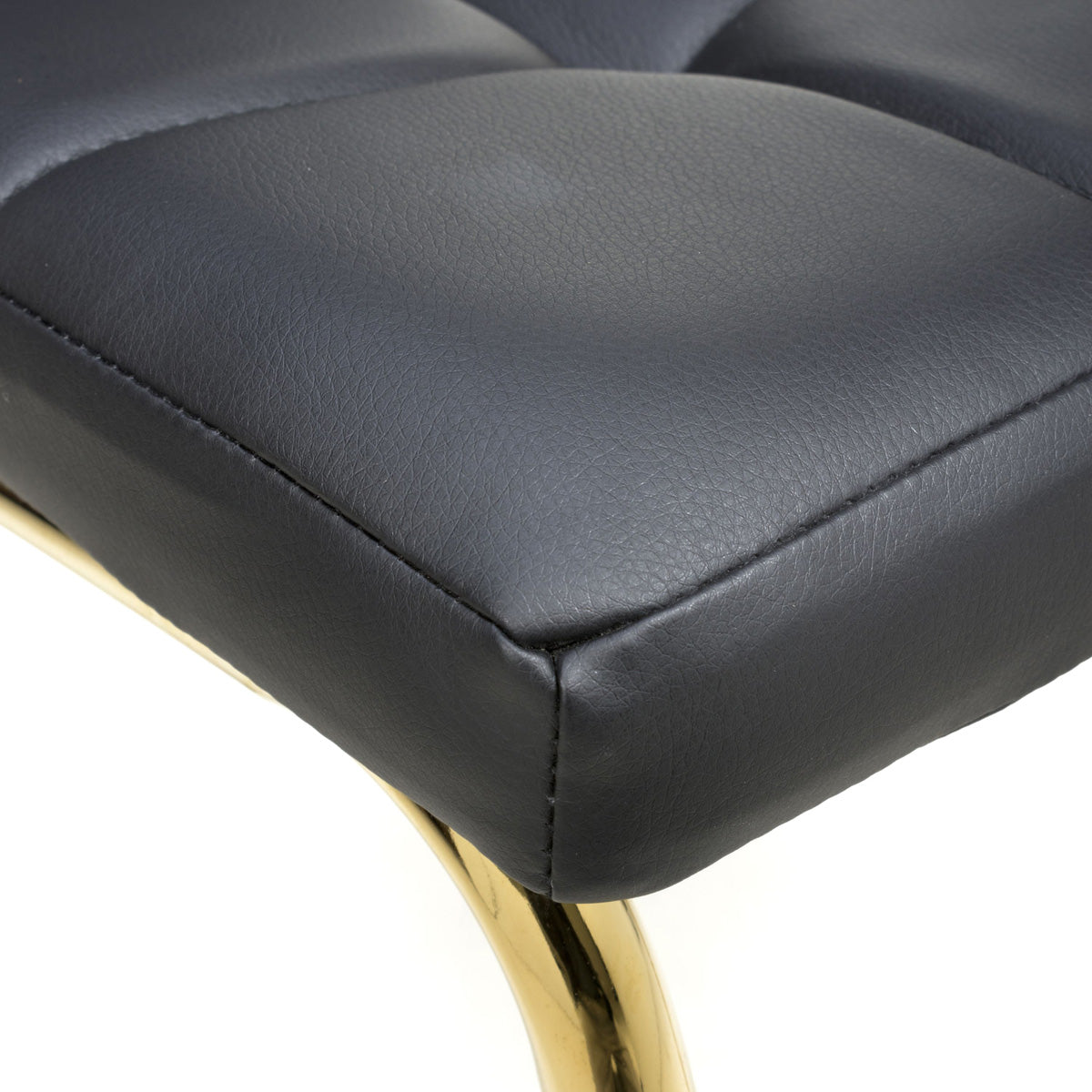 Faux Leather Dining Chairs in Set Of 2 With Gold Metal Legs - Jenner