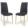 Faux Leather Dining Chairs in Set Of 2 With Gold Metal Legs - Jenner