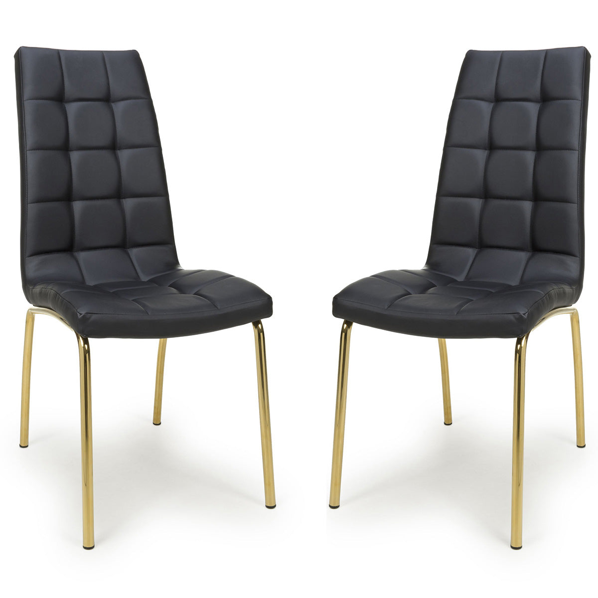 Faux Leather Dining Chairs in Set Of 2 With Gold Metal Legs - Jenner
