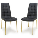 Faux Leather Dining Chairs in Set Of 2 With Gold Metal Legs - Jenner